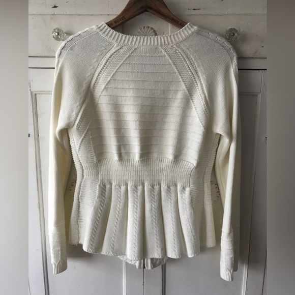 🩷Mystree | Women’s ivory long sleeve zip front cable knit cardigan sweater, sz S - Picture 10 of 14